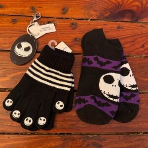 Disney Parks Jack Skellington Keychain, Adult Socks & Kids Gloves NWT